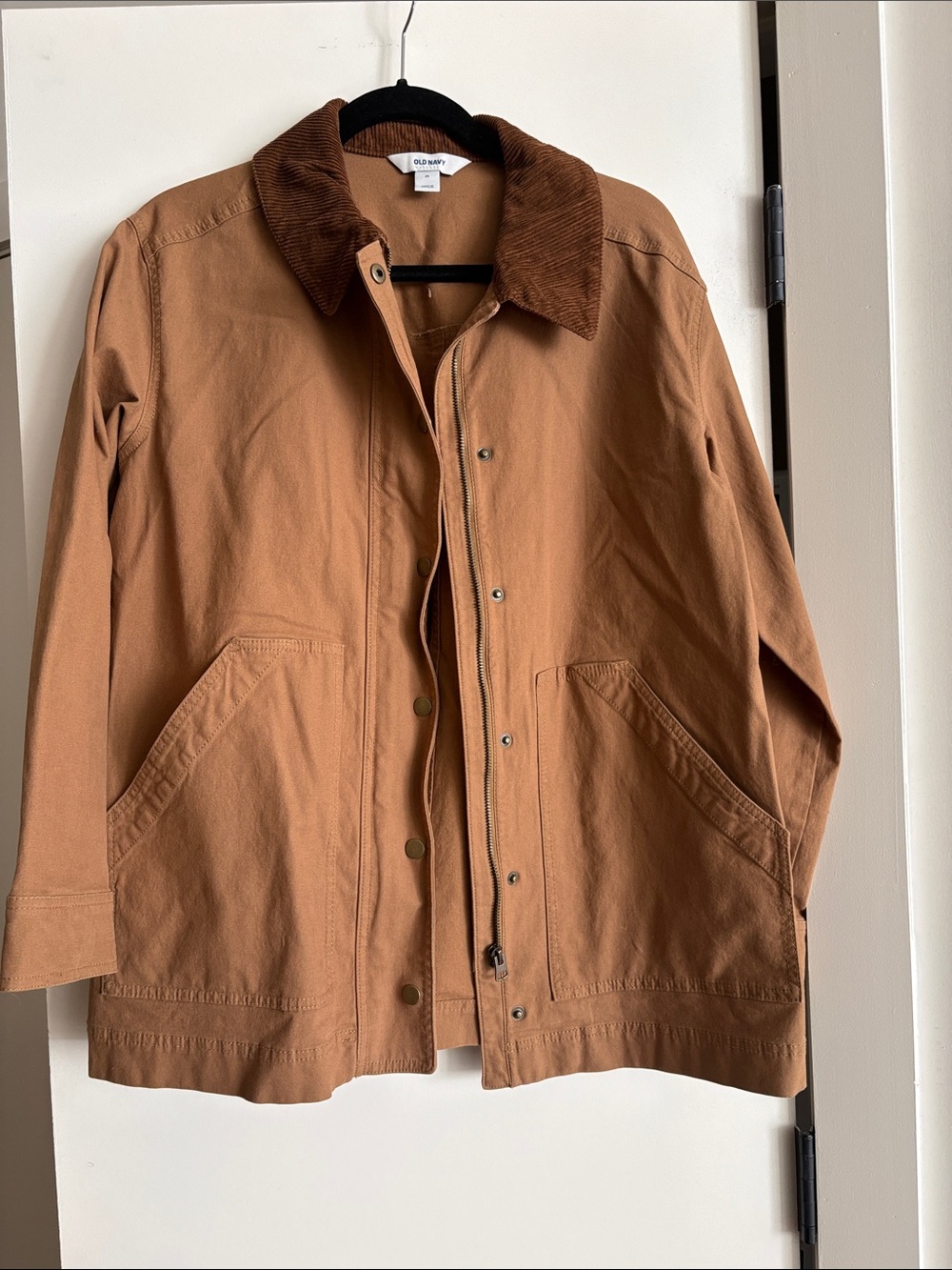 Old Navy Barn Jacket Tan with Dark Brown Corduroy Collar